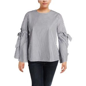 Cupio Womens Dress Top Striped Lantern